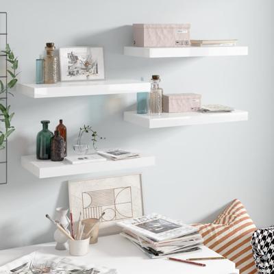 VidaXL Wandschappen zwevend 4 st 50x23,5x3,8 cm mdf hoogglans wit VidaXL Wandschappen zwevend 4 st 50x23,5x3,8 cm mdf hoogglans wit