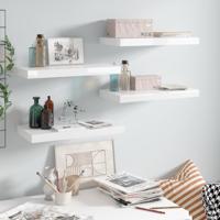 VidaXL Wandschappen zwevend 4 st 50x23,5x3,8 cm mdf hoogglans wit - thumbnail