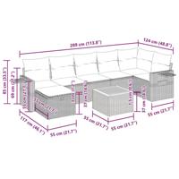 8-delige Loungeset met kussens poly rattan beige - thumbnail