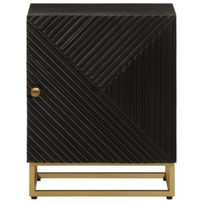 Nachtkastje 40x30x50 cm massief mangohout en ijzer zwart