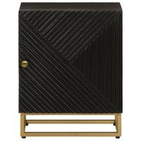 Nachtkastje 40x30x50 cm massief mangohout en ijzer zwart - thumbnail