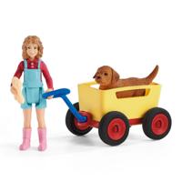 Schleich Farm World Puppy in Bolderwagen - thumbnail