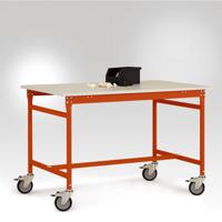 Manuflex LB4068.2001 ESD ESD-bijzettafel basismobiel met melamine tafelblad in roodoranje RAL 2001, bxdxh: 1500 x 800 x 853 mm Rood-oranje (RAL 2001) - thumbnail