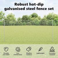 VidaXL Afrasteringspaal 22 pcs zilver 180 cm staal - thumbnail