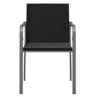 Tuinstoelen 4 st met kussens 56x59x84 cm poly rattan zwart - thumbnail