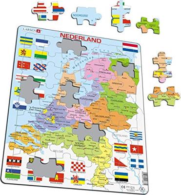 Selecta Larsen legpuzzel kaart nederland met provincies en vlaggen, 48st.