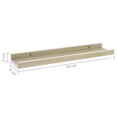 Wandschappen 2 st 40x9x3 cm wit sonoma eikenkleurig
