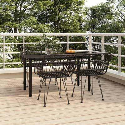 5-delige Tuinset poly rattan zwart
