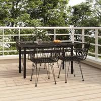 5-delige Tuinset poly rattan zwart - thumbnail
