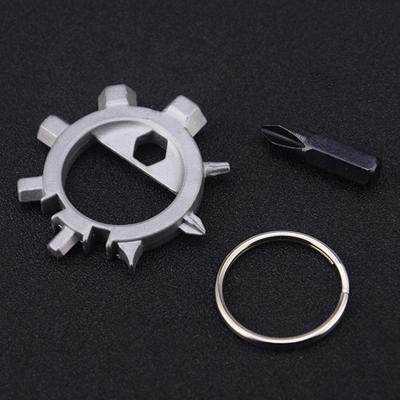 Multifunctionele draagbare buiten sleutel ketting schroevendraaier fiets reparatie tools (zilver)