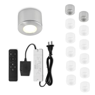 Set Led opbouwspot met afstandsbediening Parma zilver 3W dimbaar IP44 1-12 stuks