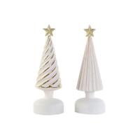 Kerstversiering DKD Home Decor Wit Gouden 9 x 9 x 25 cm (2 Stuks) - thumbnail