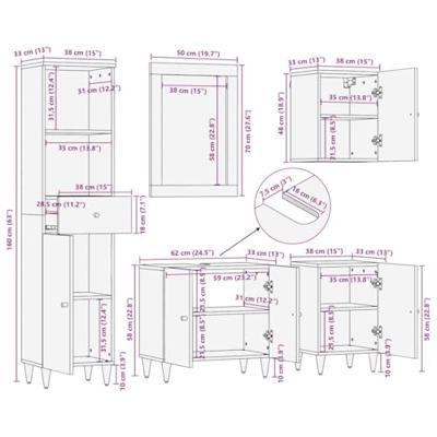 5-delige Badkamermeubelset massief mangohout