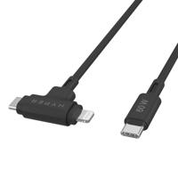 Hyper HyperJuice USB-C naar USB-C en Lightning hybrid silicone kabel (1.5m/60W) - Black - thumbnail