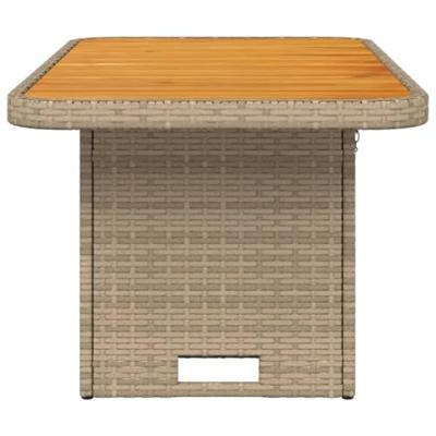 Tuintafel 90x55x71 cm poly rattan en acaciahout beige