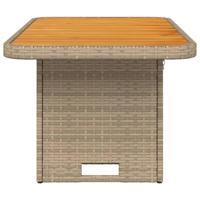 Tuintafel 90x55x71 cm poly rattan en acaciahout beige - thumbnail