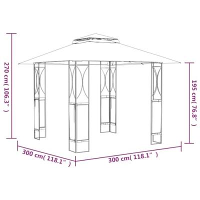 Prieel met dak 300x300x270 cm staal antracietkleurig Prieel met dak 300x300x270 cm staal antracietkleurig