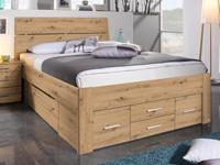 Bed SCARLETT 140x200 cm artisan eik met zes lades met hoofdeinde - thumbnail