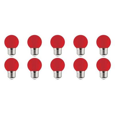 Voordeelpak 10x LED E27 Lampen - Rode Kleur - 1W Energiebesparend