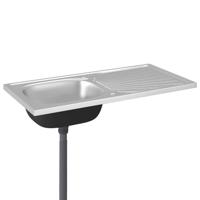 Gootsteen met afvoerset 1000x500x155 mm roestvrij staal zilver - thumbnail