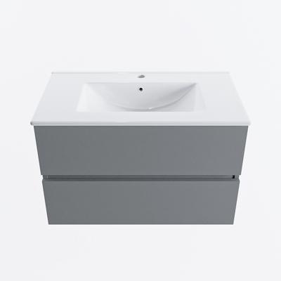 MONDIAZ VICA 80cm badmeubel onderkast Plata 2 lades. Wastafel DENIA midden 1 kraangat, kleur Glanzend Wit.