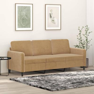 Driezitsbank 180 cm fluweel bruin