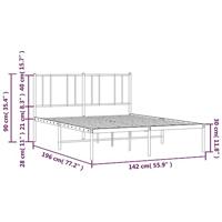Bedframe met hoofdbord metaal wit 135x190 cm - thumbnail