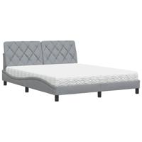 Bed met matras stof lichtgrijs 160x200 cm - thumbnail