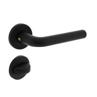 Deurkruk Derby op rozet ø50x7 mm + 7mm nokken met WC-sluiting 8mm zwart - thumbnail