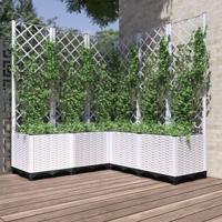 VidaXL Plantenbak met latwerk 120x120x136 cm polypropeen wit - thumbnail