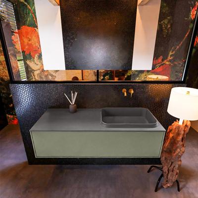 Badkamermeubelset Mondiaz Erin 120 cm met 1 Lade met RIDGE Wastafel Rechts Dark grey Zonder Kraangaten Greeploos Mat Army Badkamermeubelset Mondiaz Erin 120 cm met 1 Lade met RIDGE Wastafel Rechts Dark grey Zonder Kraangaten Greeploos Mat Army