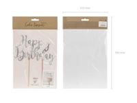 Cake topper Happy Birthday Zilver - thumbnail