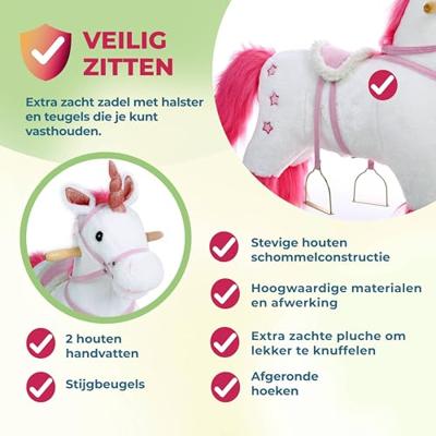 Hobbel Eenhoorn, schommelpaard met stijgbeugels, zadel en geluidsfunctie - thumbnail