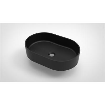 Arcqua Case waskom - 55x36cm - Ovaal - Cast marble Zwart Mat WAS126580