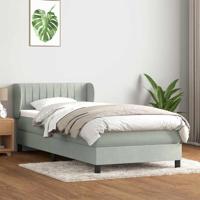 Boxspring met matras fluweel lichtgrijs 90x220 cm - thumbnail