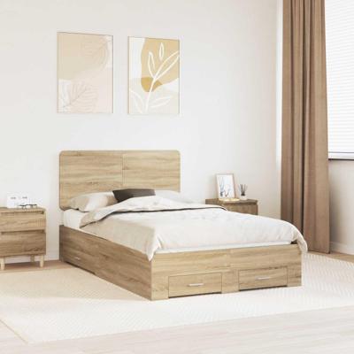 Bedframe met hoofdeinde Sonoma Eiken 120 x 200 cm Bewerkt hout