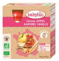 Babybio Appel aardbei vanille 90 gr bio (4 st) - thumbnail