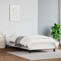 Bedframe met hoofdbord kunstleer wit 100x200 cm - thumbnail
