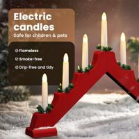 Kerst Kaars Brug Rood 39.5 x 5 x 29 cm Massief grenenhout - thumbnail