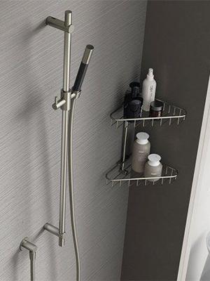 Glijstangset Hotbath Cobber Met Wandaansluitbocht En Handdouche Geborsteld Nikkel