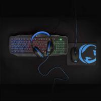 Gaming Combo Kit | 4-in-1 | Toetsenbord, Koptelefoon, Muis en Muismat | Zwart/Blauw | QWERTY | Spaanse indeling - thumbnail
