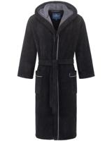 Morgenstern Morgenstern herenbadjas met capuchon Daniel chromezwart/petrol Maat XL - thumbnail