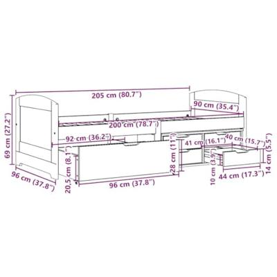 Slaapbank met 5 lades zonder matras IRUN 90x200 cm wit en roze Slaapbank met 5 lades zonder matras IRUN 90x200 cm wit en roze