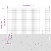 VidaXL Hek met paal groen 1,4 x 10 m staal en pvc - thumbnail