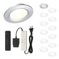 Set LED-inbouwspot met afstandsbediening Modena zilver 3W dimbaar 1-12 stuks - thumbnail