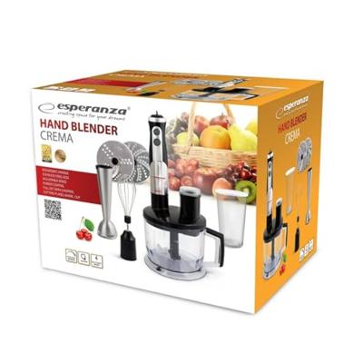Esperanza EKM004 blender 0,6 l Staafmixer Zwart, Zilver, Transparant 800 W