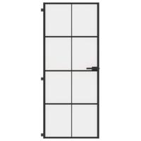 VidaXL Binnendeur smal 83x201,5 cm gehard glas en aluminium zwart - thumbnail