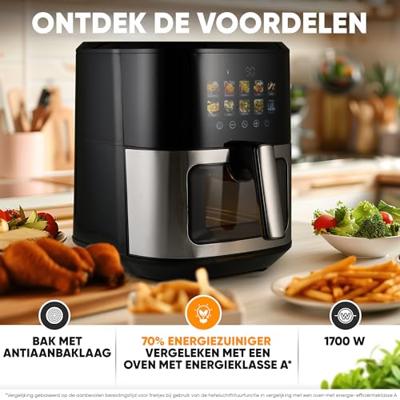 ProfiCook PC-FR 1286 H friteuse Enkel 6,5 l Vrijstaand 1700 W Heteluchtfriteuse Zwart, Roestvrijstaal