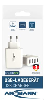 Ansmann HomeCharger HC430 USB-oplader 30 W 4x USB-A Wit Binnen