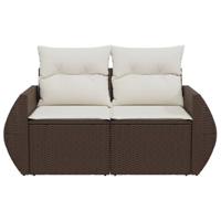 Tuinbank 2-zits met kussens poly rattan bruin - thumbnail